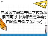 白城医学高等专科学校就读期间可以申请哪些奖学金(白城医专奖学金种类)