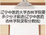 辽宁中医药大学杏林学院要多少分才能进(辽宁中医药杏林学院录取分数线)