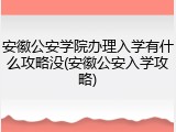 安徽公安学院办理入学有什么攻略没(安徽公安入学攻略)