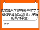 武汉音乐学院有哪些奖学金和助学金呢(武汉音乐学院的奖助学金)