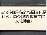 武汉传媒学院的校园文化是什么，简介(武汉传媒学院文化特色)