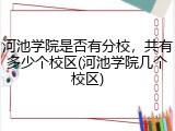 河池学院是否有分校，共有多少个校区(河池学院几个校区)