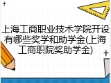 上海工商职业技术学院开设有哪些奖学和助学金(上海工商职院奖助学金)