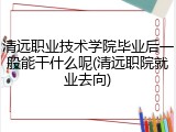 清远职业技术学院毕业后一般能干什么呢(清远职院就业去向)