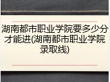湖南都市职业学院要多少分才能进(湖南都市职业学院录取线)
