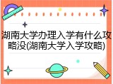 湖南大学办理入学有什么攻略没(湖南大学入学攻略)