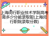 上海闵行职业技术学院高考需多少分能录取呢(上海闵行职院录取分数)