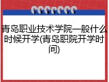 青岛职业技术学院一般什么时候开学(青岛职院开学时间)
