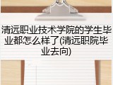清远职业技术学院的学生毕业都怎么样了(清远职院毕业去向)