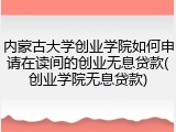 内蒙古大学创业学院如何申请在读间的创业无息贷款(创业学院无息贷款)