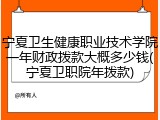 宁夏卫生健康职业技术学院一年财政拨款大概多少钱(宁夏卫职院年拨款)