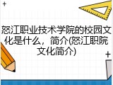 怒江职业技术学院的校园文化是什么，简介(怒江职院文化简介)