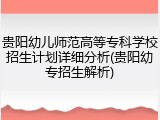 贵阳幼儿师范高等专科学校招生计划详细分析(贵阳幼专招生解析)