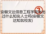 安徽文达信息工程学院有出过什么知名人士吗(安徽文达知名校友)
