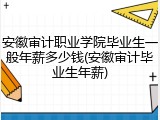 安徽审计职业学院毕业生一般年薪多少钱(安徽审计毕业生年薪)