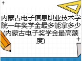 内蒙古电子信息职业技术学院一年奖学金最多能拿多少(内蒙古电子奖学金最高额度)