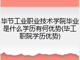 毕节工业职业技术学院毕业是什么学历有何优势(毕工职院学历优势)