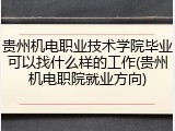 贵州机电职业技术学院毕业可以找什么样的工作(贵州机电职院就业方向)