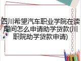 四川希望汽车职业学院在读期间怎么申请助学贷款(川职院助学贷款申请)