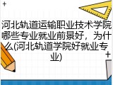 河北轨道运输职业技术学院哪些专业就业前景好，为什么(河北轨道学院好就业专业)