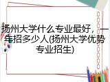 扬州大学什么专业最好，一年招多少人(扬州大学优势专业招生)