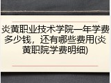 炎黄职业技术学院一年学费多少钱，还有哪些费用(炎黄职院学费明细)