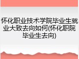 怀化职业技术学院毕业生就业大致去向如何(怀化职院毕业生去向)