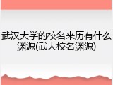 武汉大学的校名来历有什么渊源(武大校名渊源)
