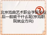 北京戏曲艺术职业学院毕业后一般能干什么呢(京戏职院就业方向)