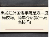 黑龙江外国语学院是双一流高校吗，简单介绍(双一流高校吗)