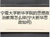 宁夏大学新华学院的思想政治教育怎么样(宁大新华思政如何)