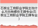 石家庄工商职业学院主攻什么方向有哪些王牌专业(石家庄工商职业学院王牌专业)