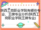 陕西工商职业学院有哪些专业，王牌专业分析(陕西工商职业学院王牌专业)