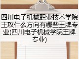 四川电子机械职业技术学院主攻什么方向有哪些王牌专业(四川电子机械学院王牌专业)