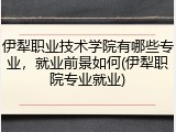 伊犁职业技术学院有哪些专业，就业前景如何(伊犁职院专业就业)