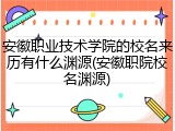 安徽职业技术学院的校名来历有什么渊源(安徽职院校名渊源)