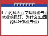 山西药科职业学院哪些专业就业前景好，为什么(山西药科好就业专业)