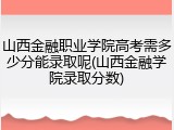 山西金融职业学院高考需多少分能录取呢(山西金融学院录取分数)