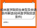 桂林医学院招生类型及申请条件解读(桂林医学院招录条件)
