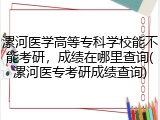 漯河医学高等专科学校能不能考研，成绩在哪里查询(漯河医专考研成绩查询)