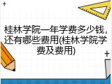 桂林学院一年学费多少钱，还有哪些费用(桂林学院学费及费用)