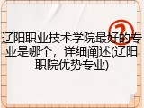 辽阳职业技术学院最好的专业是哪个，详细阐述(辽阳职院优势专业)