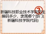 新疆科技职业技术学院招生编码多少，隶属哪个部门(新疆科技学院代码)