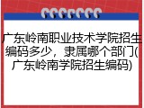 广东岭南职业技术学院招生编码多少，隶属哪个部门(广东岭南学院招生编码)