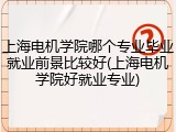 上海电机学院哪个专业毕业就业前景比较好(上海电机学院好就业专业)
