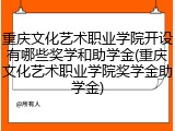 重庆文化艺术职业学院开设有哪些奖学和助学金(重庆文化艺术职业学院奖学金助学金)