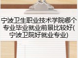 宁波卫生职业技术学院哪个专业毕业就业前景比较好(宁波卫院好就业专业)