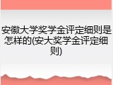 安徽大学奖学金评定细则是怎样的(安大奖学金评定细则)
