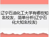 辽宁石油化工大学有哪些知名校友，简单分析(辽宁石化大知名校友)
