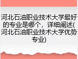 河北石油职业技术大学最好的专业是哪个，详细阐述(河北石油职业技术大学优势专业)